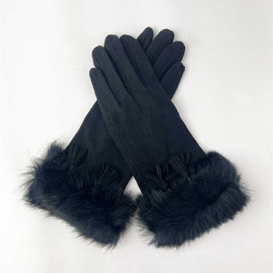 Stella & Gemma Black Fur Tassel Gloves | Koop.co.nz