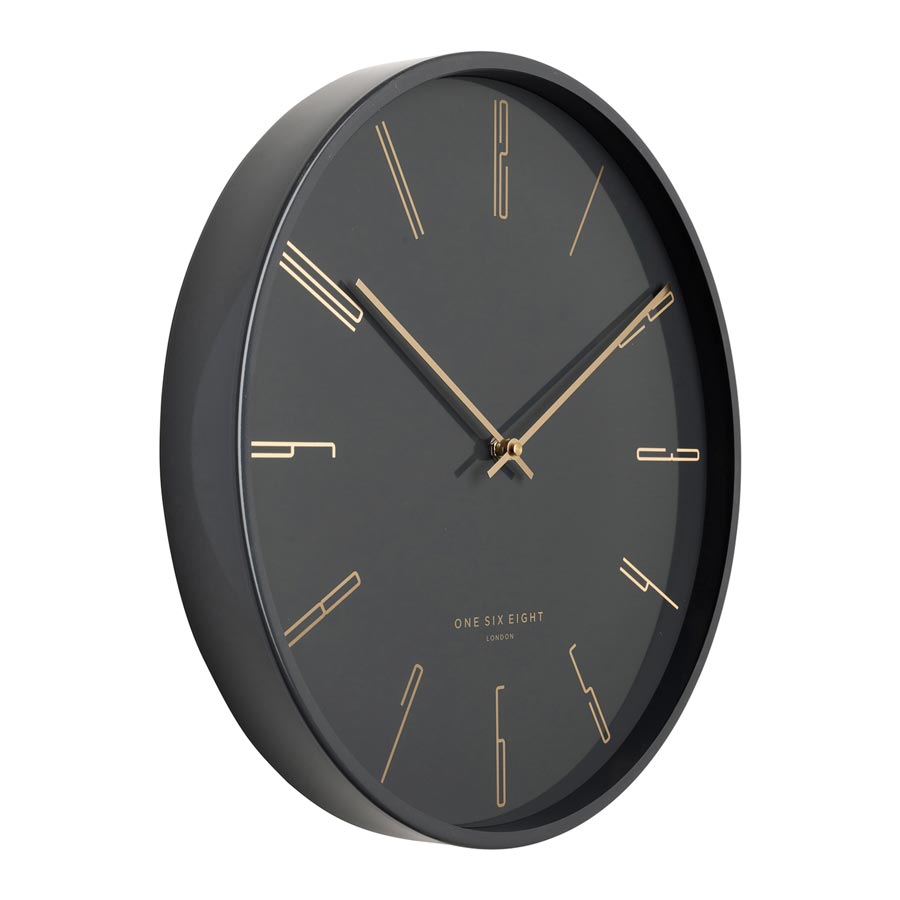 One Six Eight Maya Clock - Charcoal (40cm) | Koop.co.nz