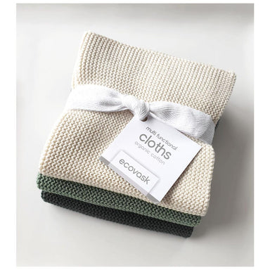 Ecovask Organic Cotton Multi-Functional Cloths (3pk)  - Cream Seamist | Koop.co.nz