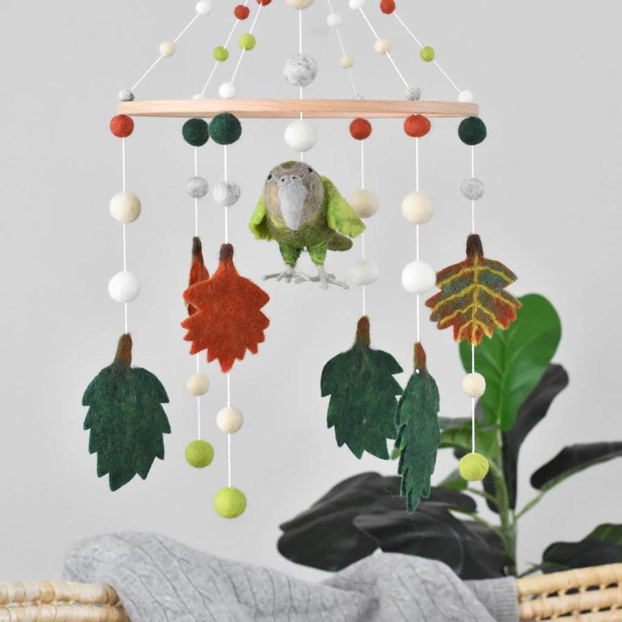 Tik Tak Handmade NZ Wool Baby Mobile - Kakapo | Koop.co.nz