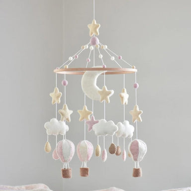 Tik Tak Handmade NZ Wool Baby Mobile - Pink Hot Air Balloon | Koop.co.nz