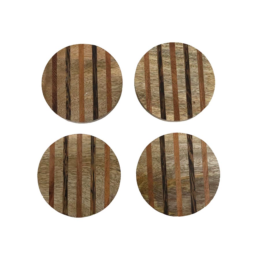 Country Bean Cork Coasters, Set of 4 (100% Natural Cork, 10 cm Diameter,  Round)