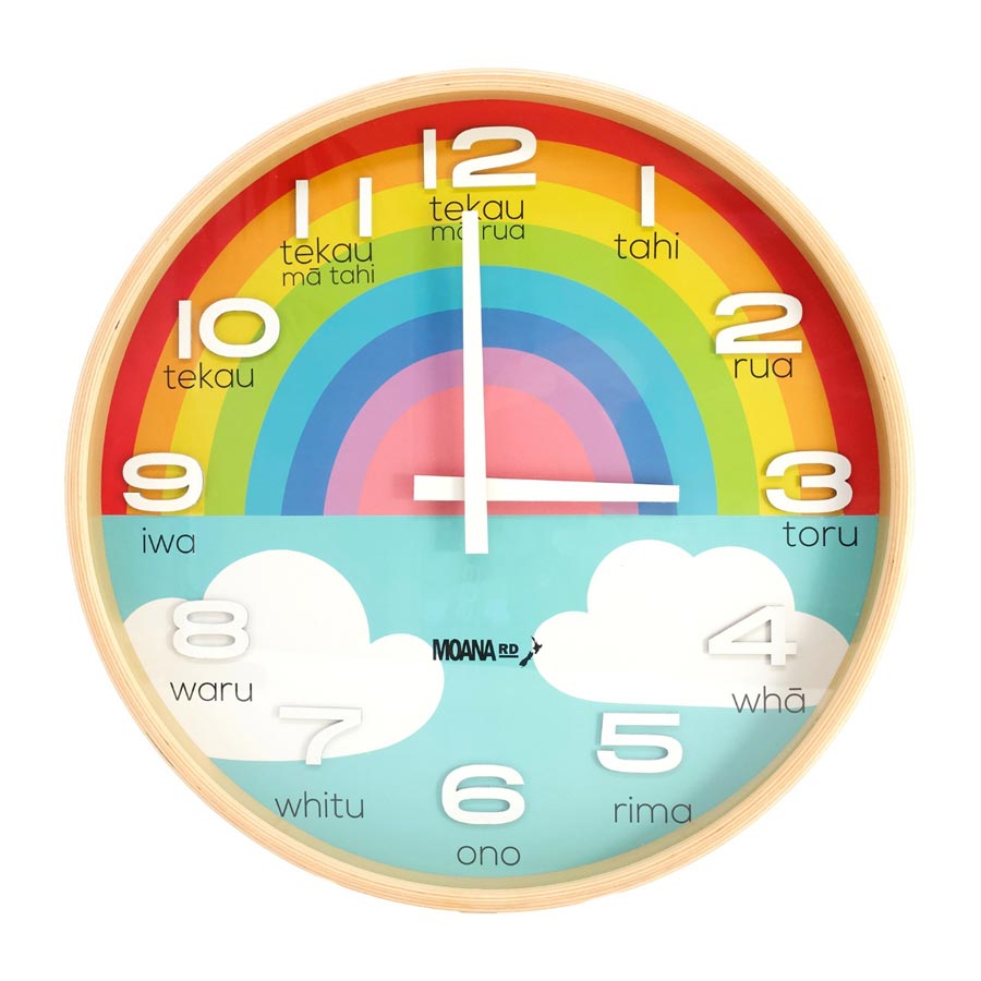 Moana Road Te Reo Rainbow Clock (36cm) | Koop.co.nz