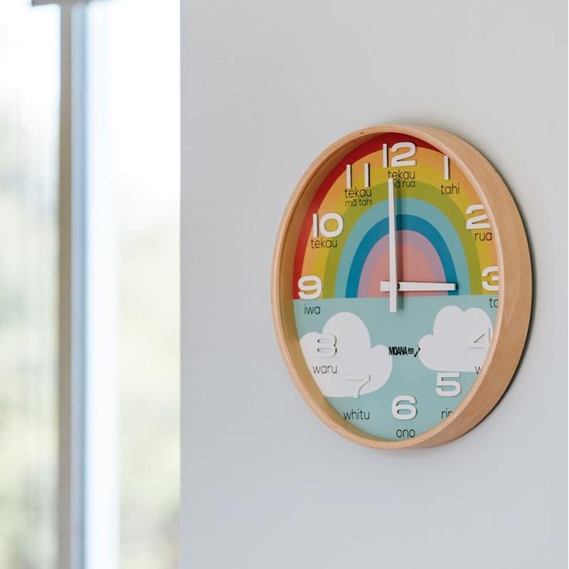 Moana Road Te Reo Rainbow Clock (36cm) | Koop.co.nz