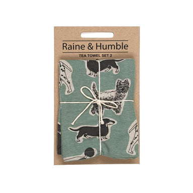 Raine & Humble Woof Tea Towel Set - Aqua Storm (2pc) | Koop.co.nz