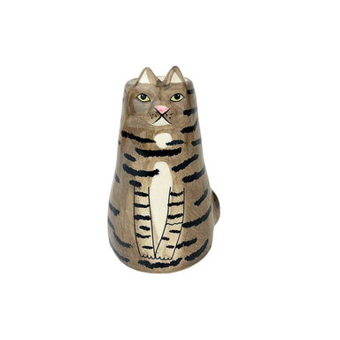 Urban Products Small Sitting Cat Vase - Tabby (13cm) | Koop.co.nz