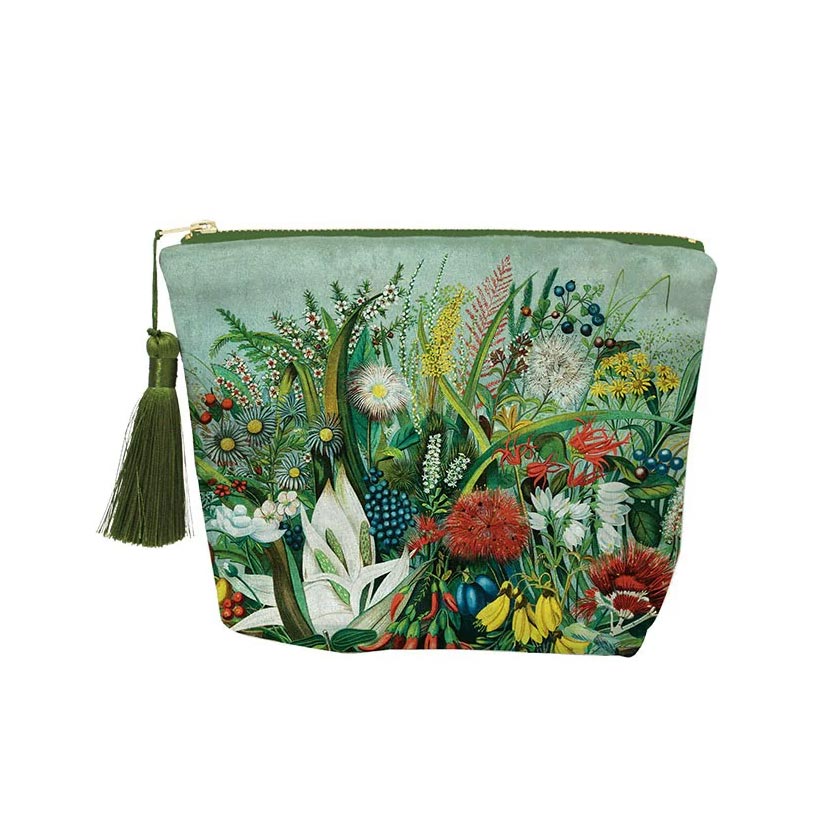 100% New Zealand NZ Native Flowers Velvet Cosmetics Bag | Koop.co.nz