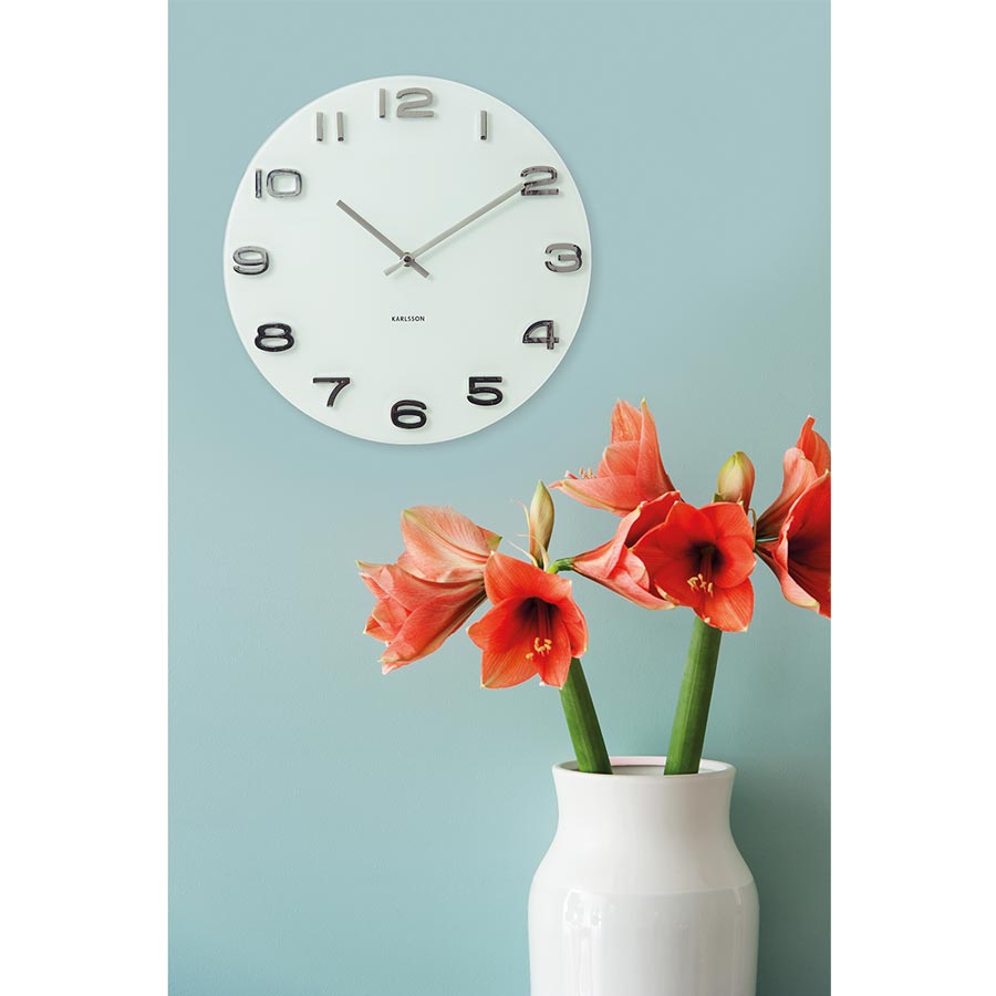 Karlsson Vintage Round White Glass Wall Clock (35cm) | Koop.co.nz