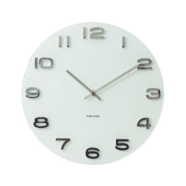 Karlsson Vintage Round White Glass Wall Clock (35cm) | Koop.co.nz