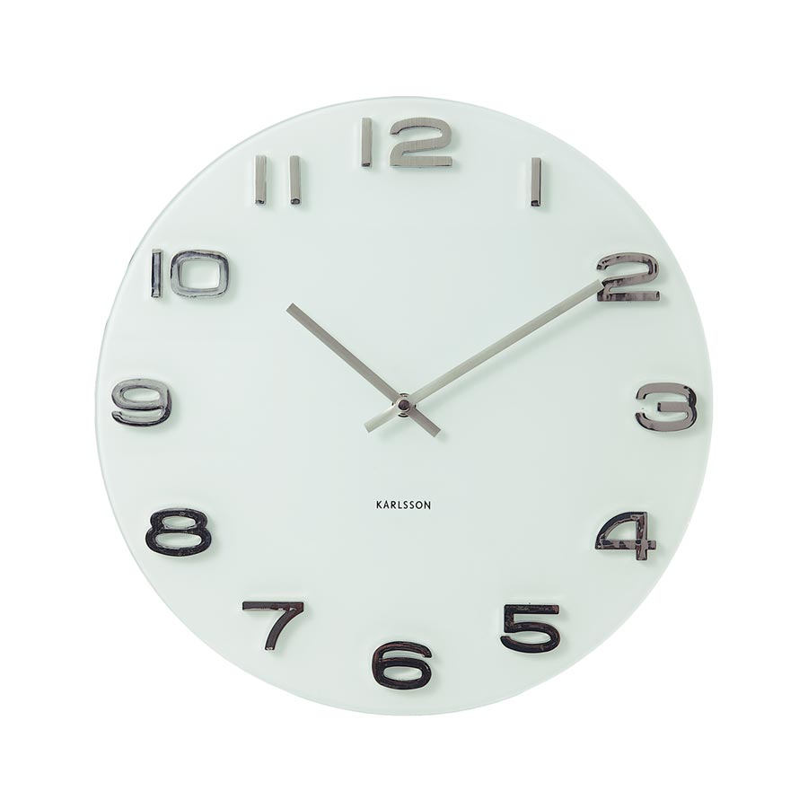 Karlsson Vintage Round White Glass Wall Clock (35cm) | Koop.co.nz