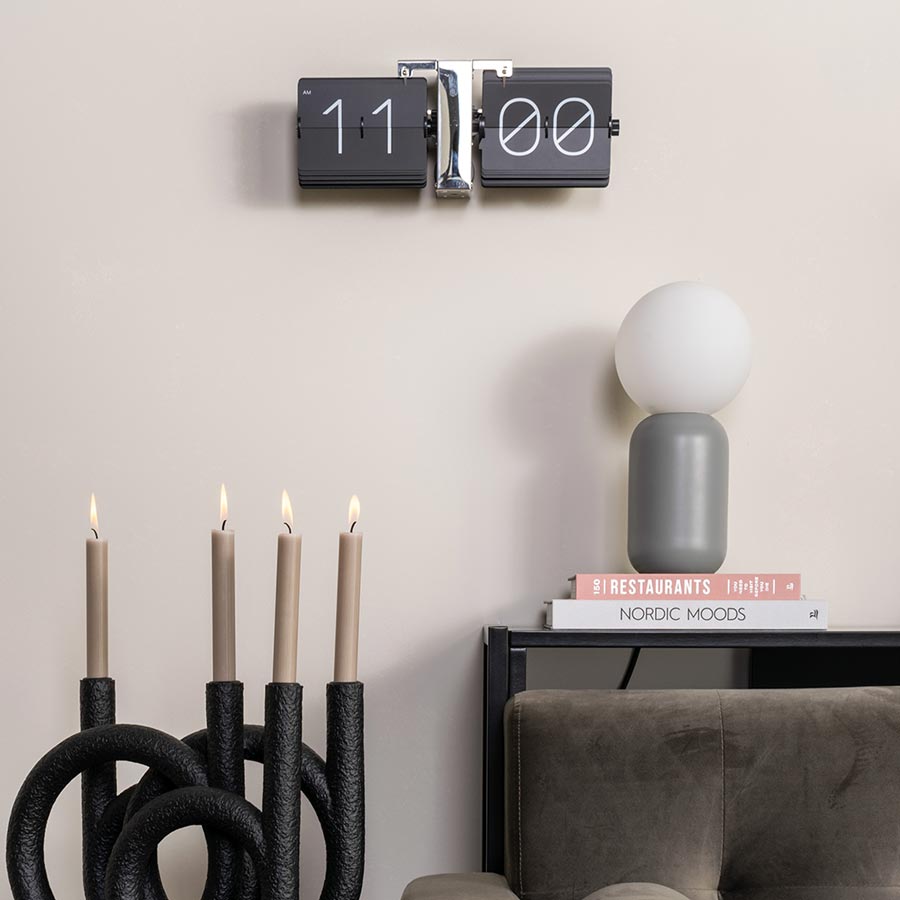 Karlsson Flip No Case Clock - Black/Silver (36cm) | Koop.co.nz