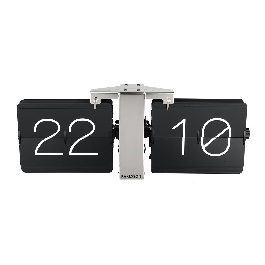 Karlsson Flip No Case Clock - Black/Silver (36cm) | Koop.co.nz