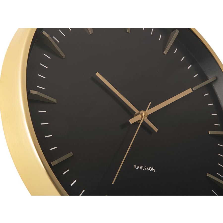 Karlsson Raised Batons Wall Clock - Black/Gold (35cm) | Koop.co.nz