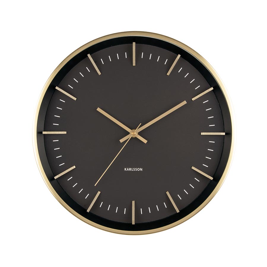 Karlsson Raised Batons Wall Clock - Black/Gold (35cm) | Koop.co.nz