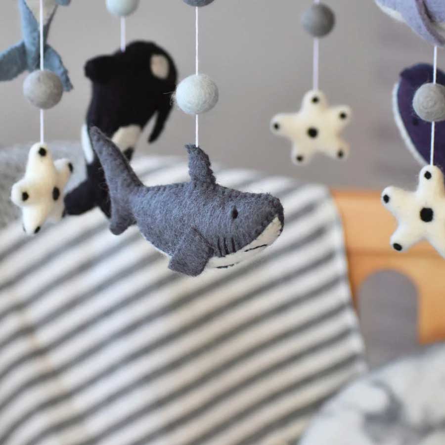 Tik Tak Handmade NZ Wool Baby Mobile - Ocean Animals | Koop.co.nz