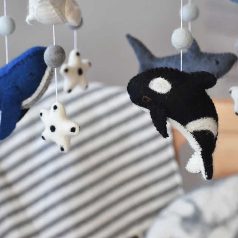 Tik Tak Handmade NZ Wool Baby Mobile - Ocean Animals | Koop.co.nz