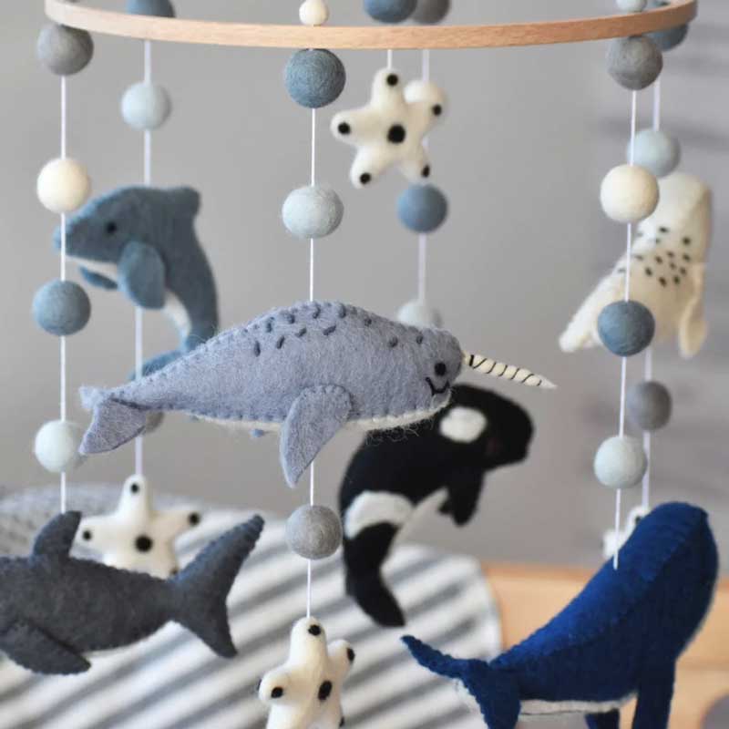 Tik Tak Handmade NZ Wool Baby Mobile - Ocean Animals | Koop.co.nz