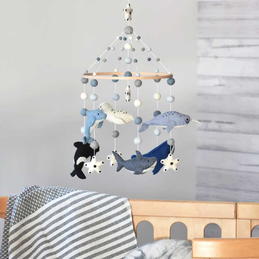 Tik Tak Handmade NZ Wool Baby Mobile - Ocean Animals | Koop.co.nz