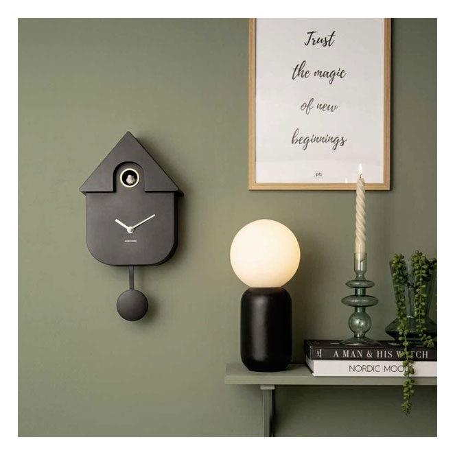 Karlsson Modern Cuckoo Wall Clock - Black | Koop.co.nz